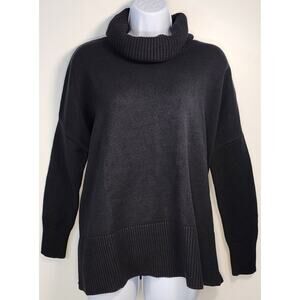 LOFT Womens Black Boxy turtleneck sweater Size S Cotton‎ Blend Knit Pullover NWT